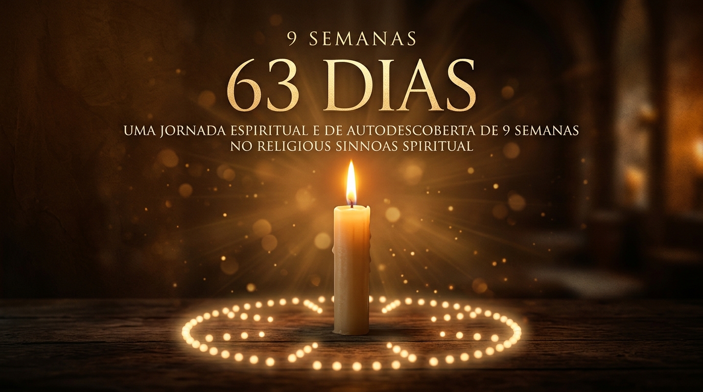 Vela acesa em destaque com a inscrição 63 dias, 9 semanas de jornada espiritual